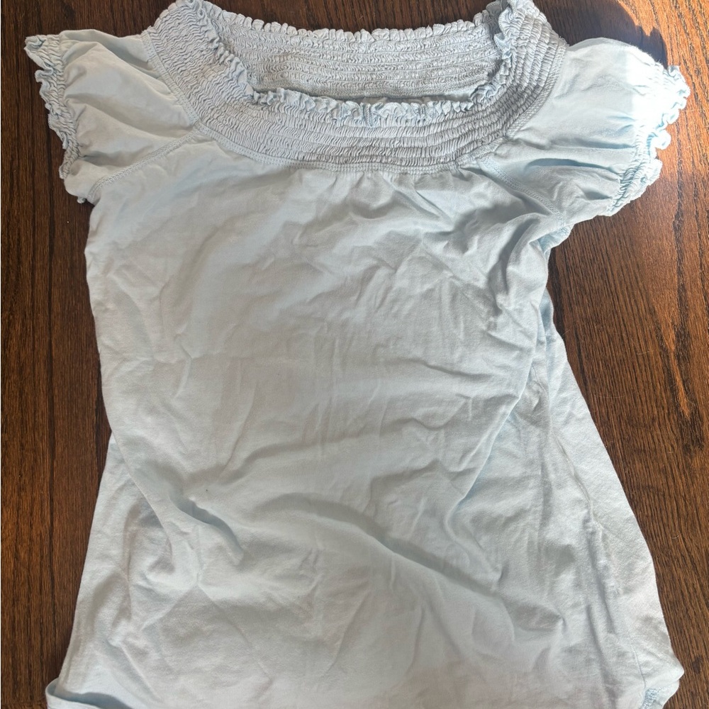 Willi Smith Sky Blue Smocked Blouse